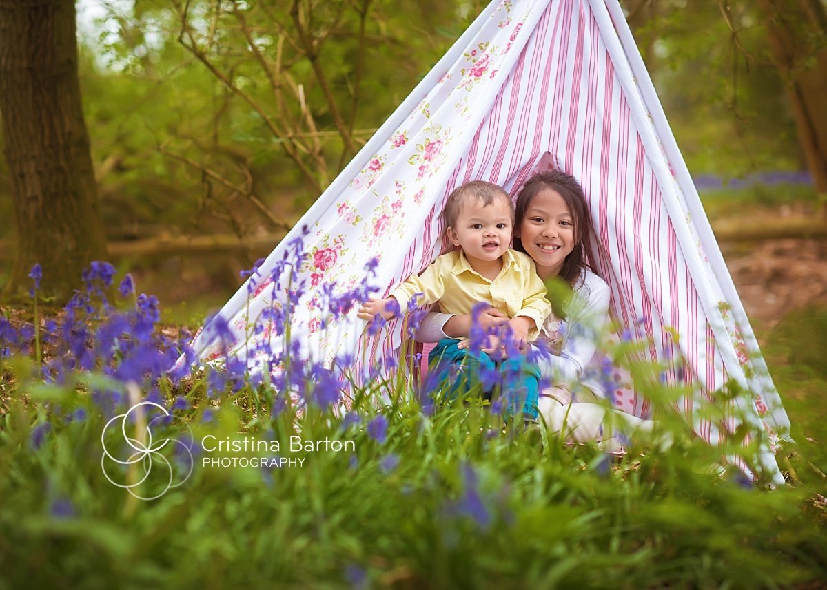 children's bluebell portraits