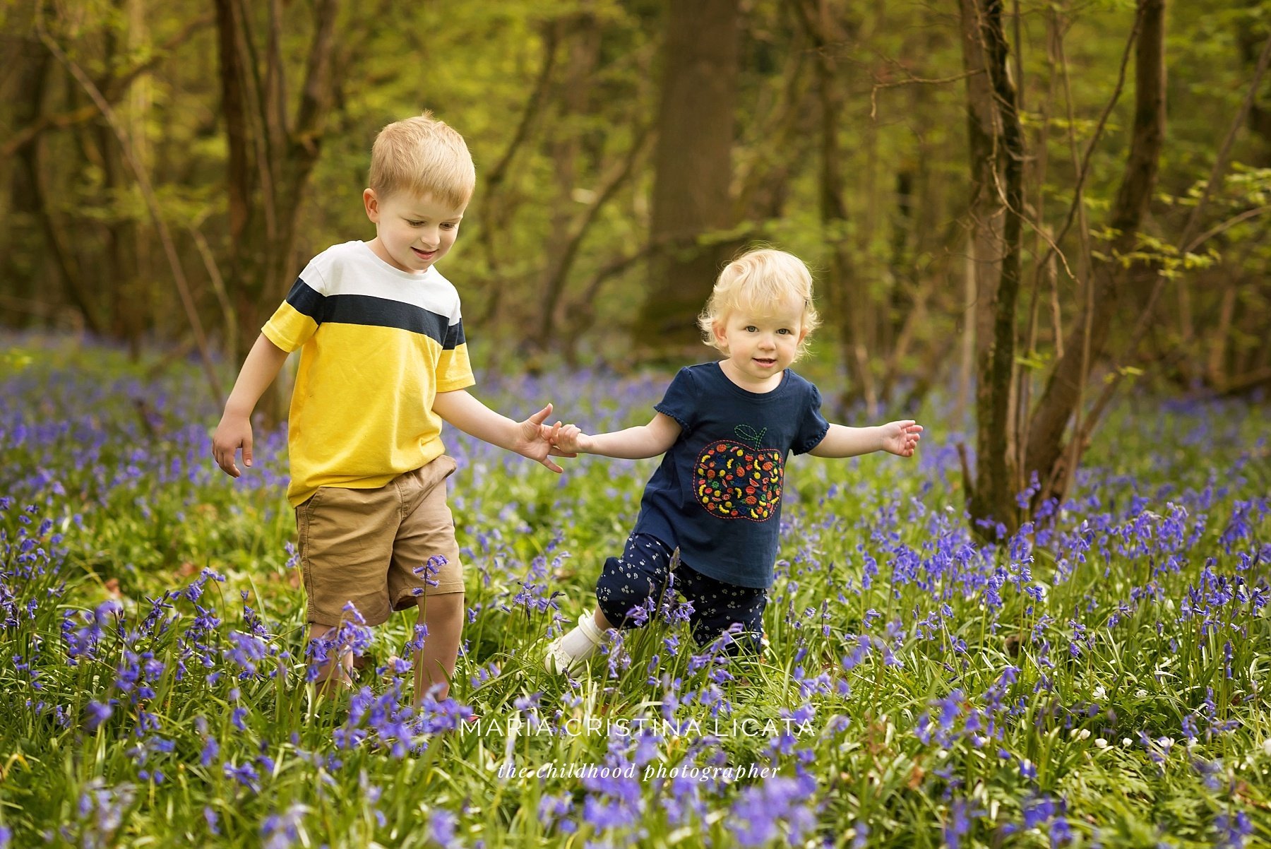 Family spring portraits <br />in the bluebells near Winchester