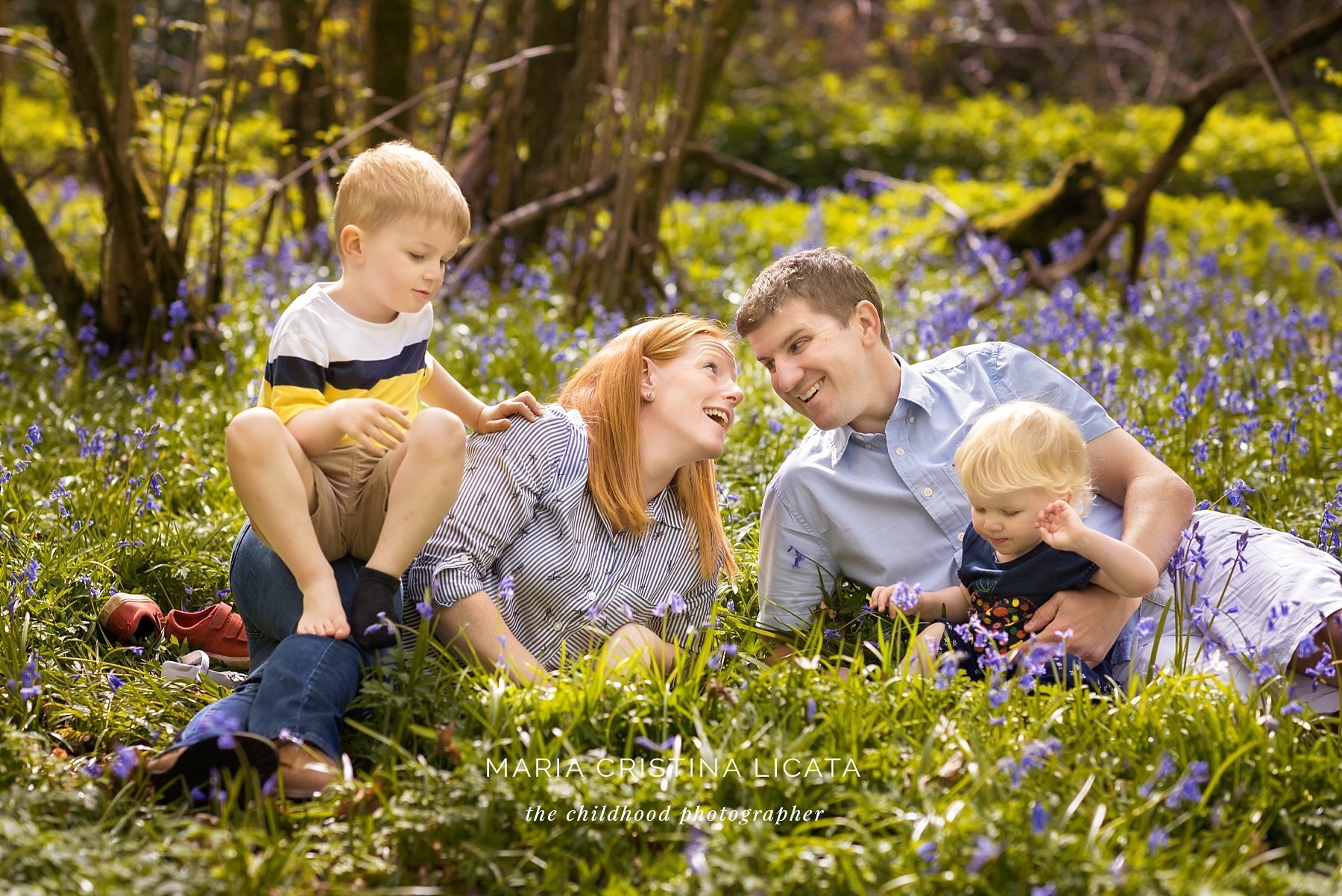 Family spring portraits <br />in the bluebells near Winchester