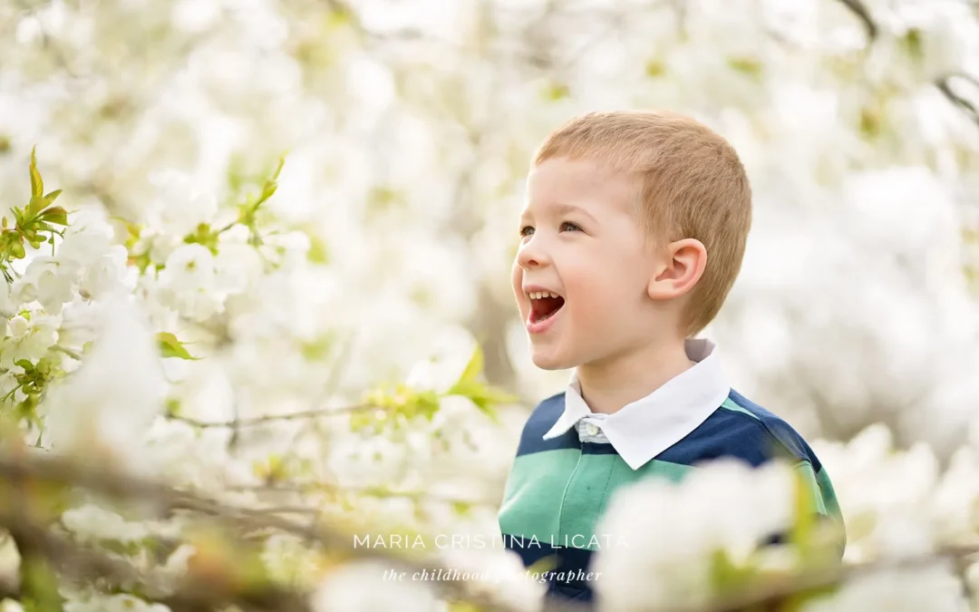 Spring family photoshoot at Kew Gardens near London