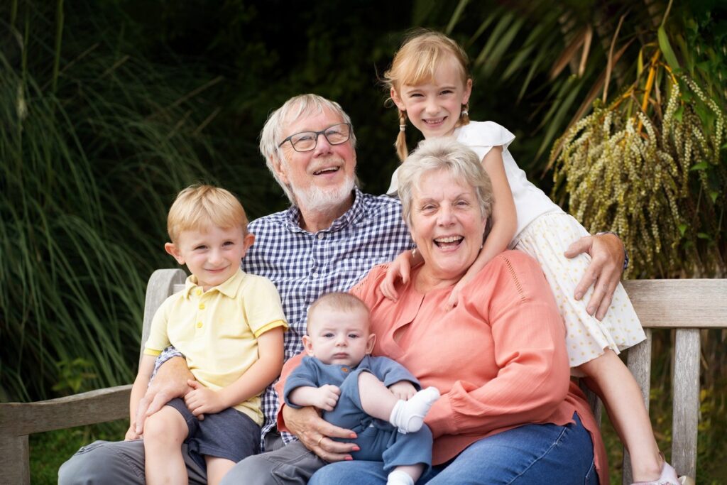 grandparents with grandchildren portrait