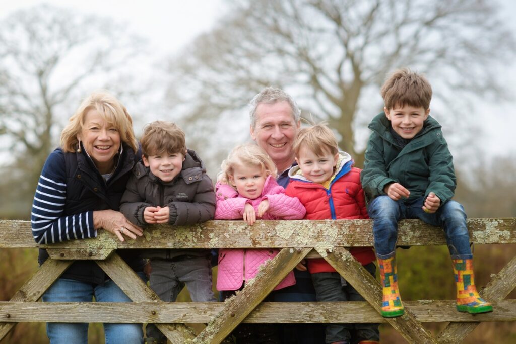 grandparents with grandchildren portrait